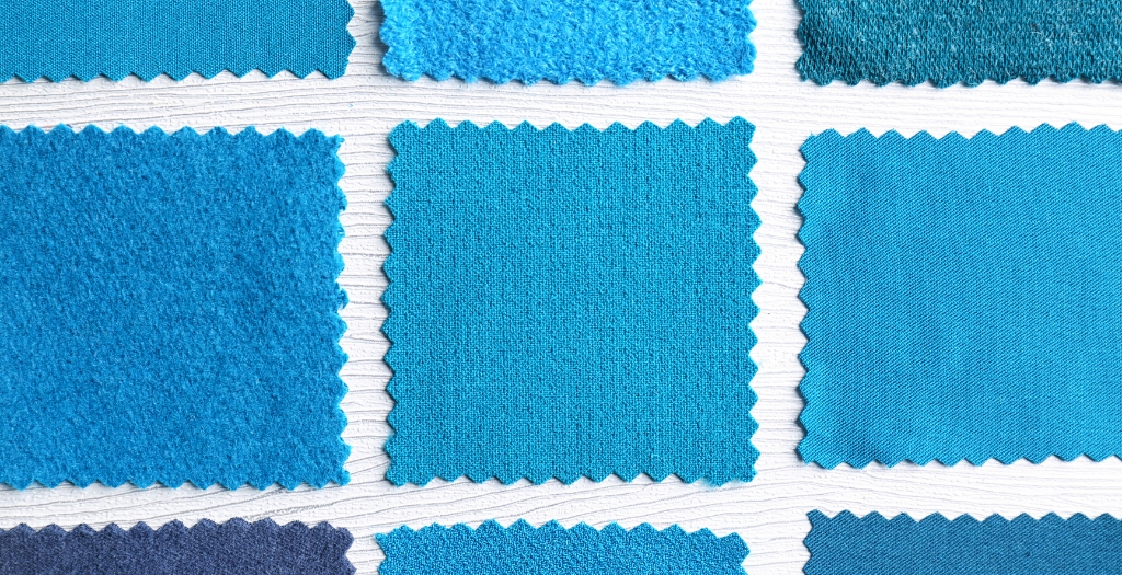 campioni di tessuto blu