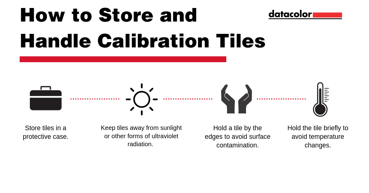 come conservare e gestire le piastrelle di calibrazione datacolor